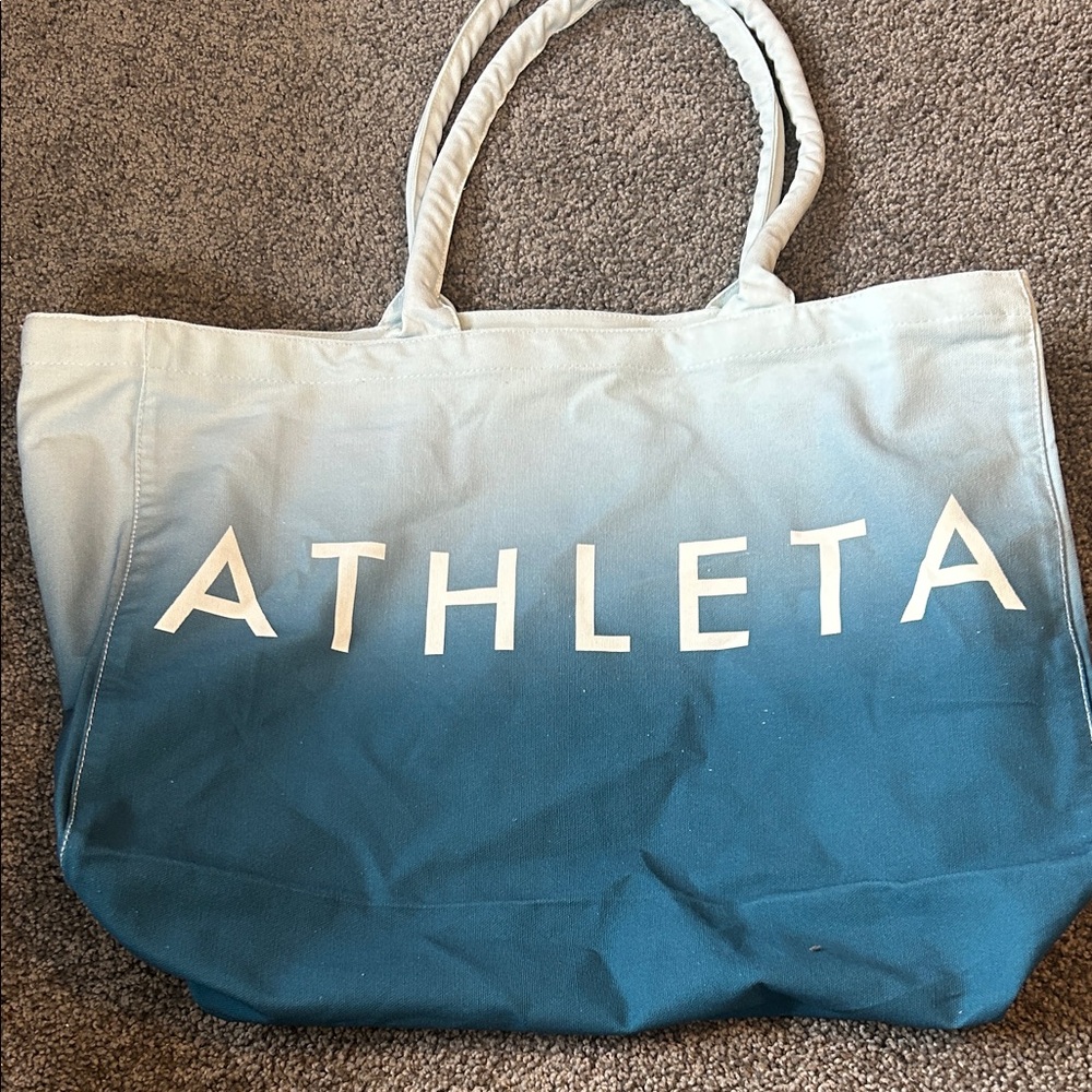 Athleta Teal and White Gradient Tote